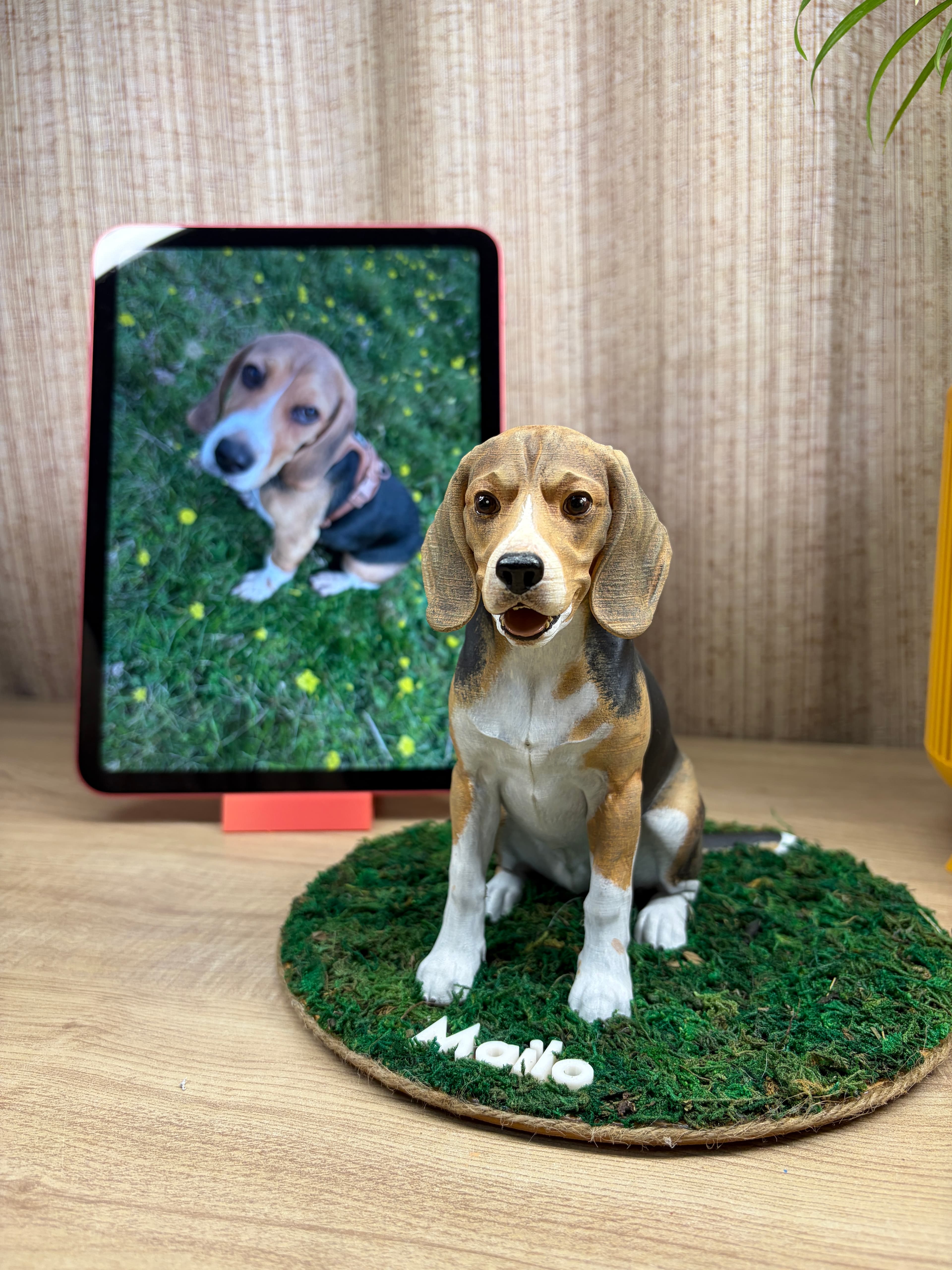 Figura 3D pintada a mano de Mailo, Beagle