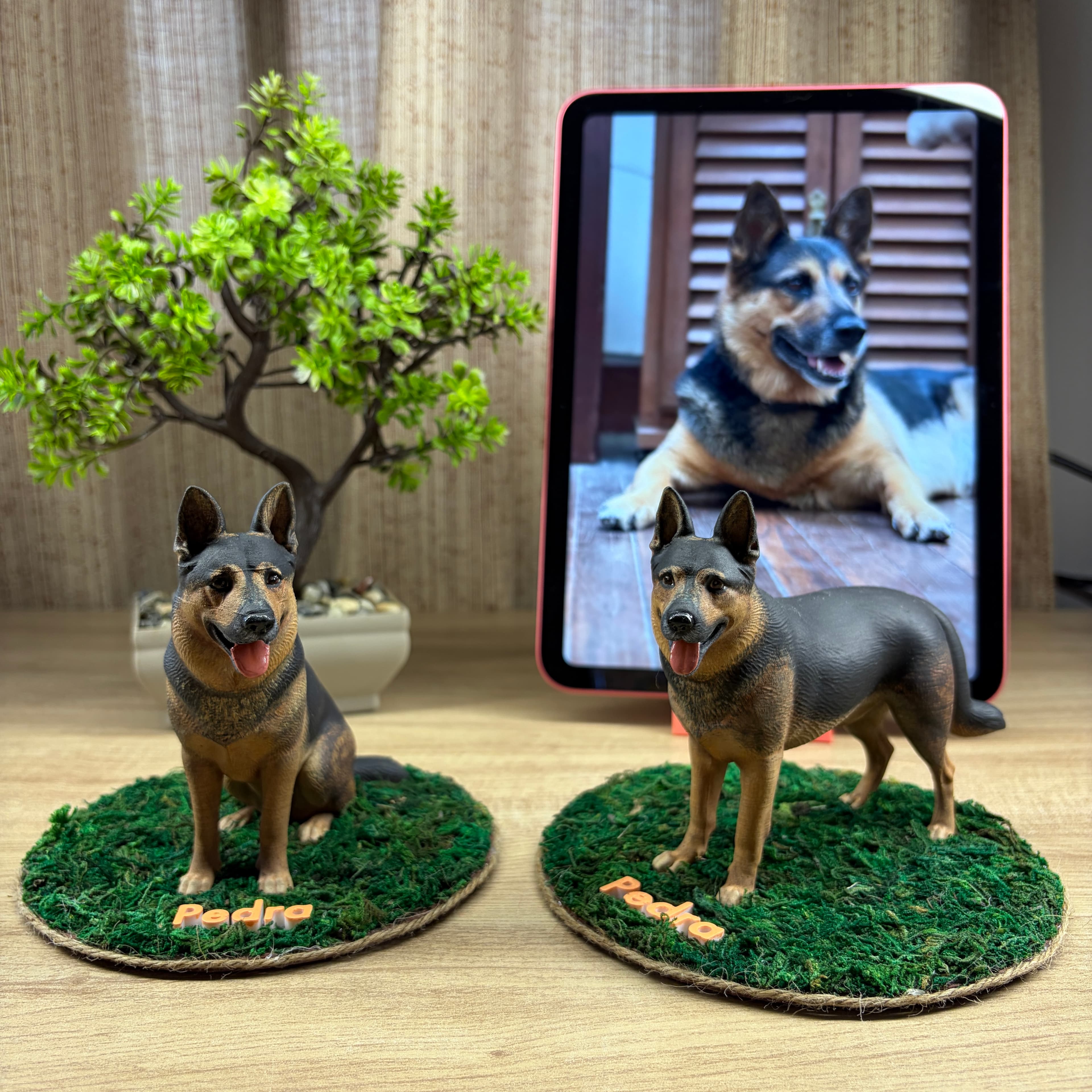 Figura 3D pintada a mano de Pedra, Perro