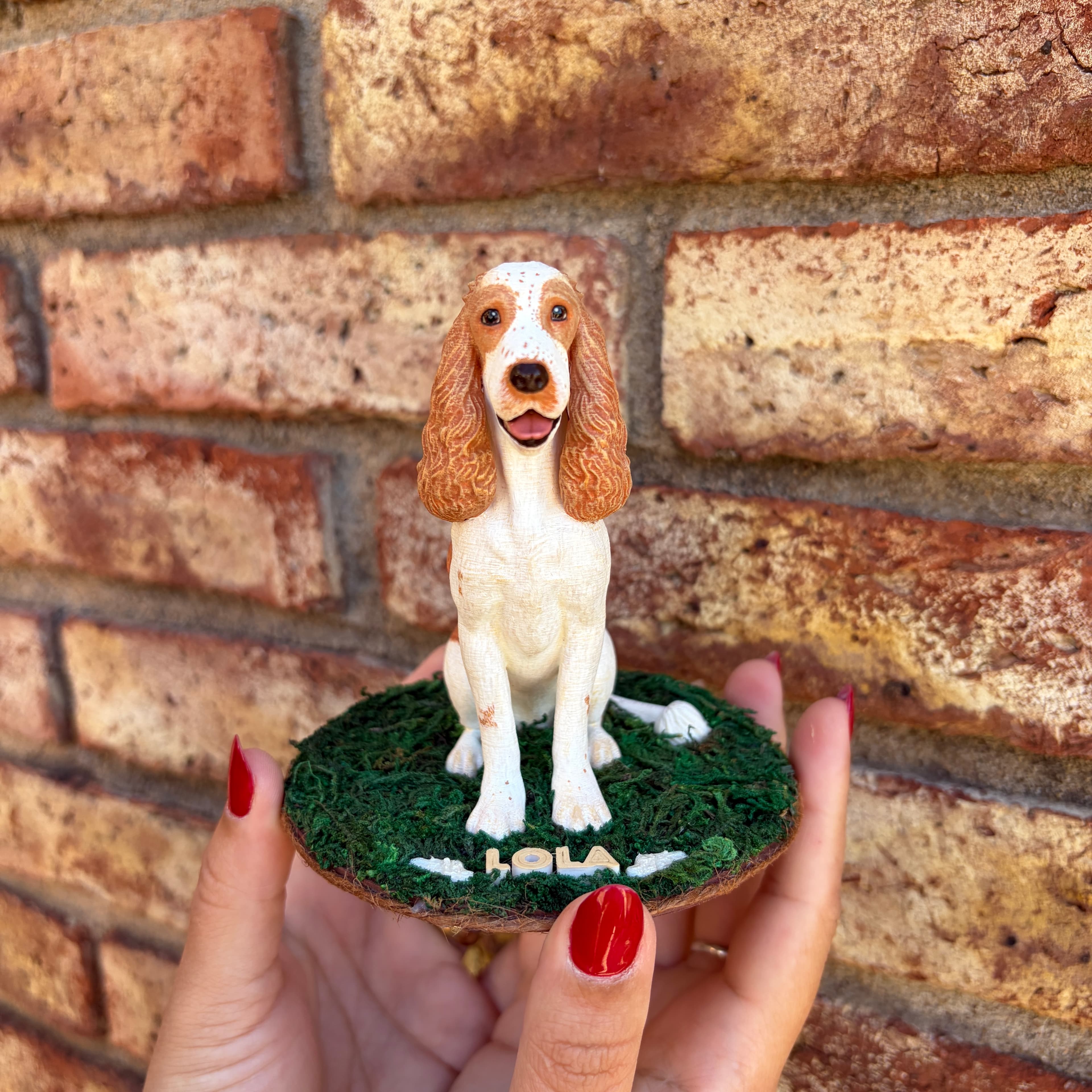 Figura 3D pintada a mano de Lola, Cocker spaniel