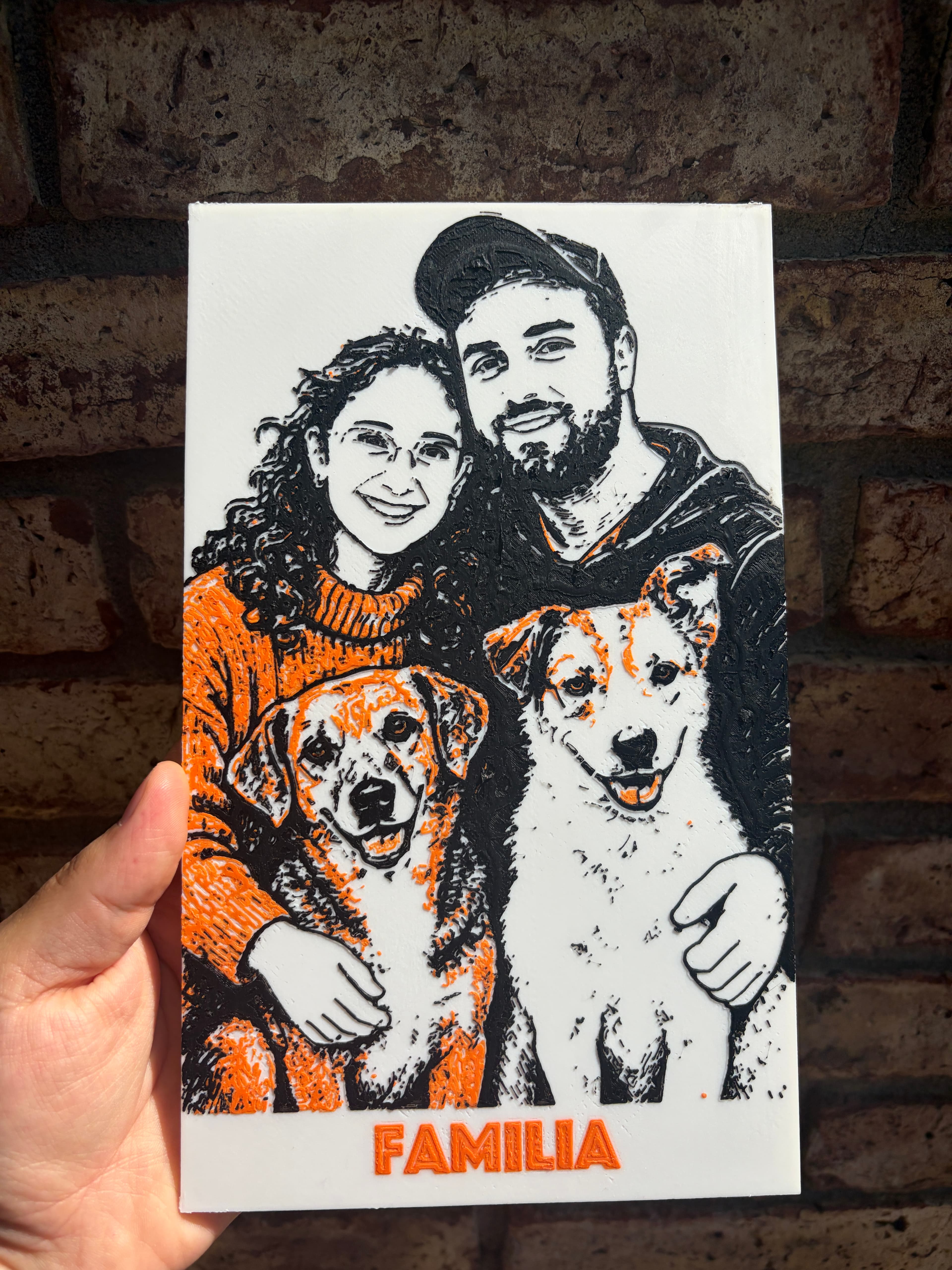 Figura 3D pintada a mano de Retrato Familiar