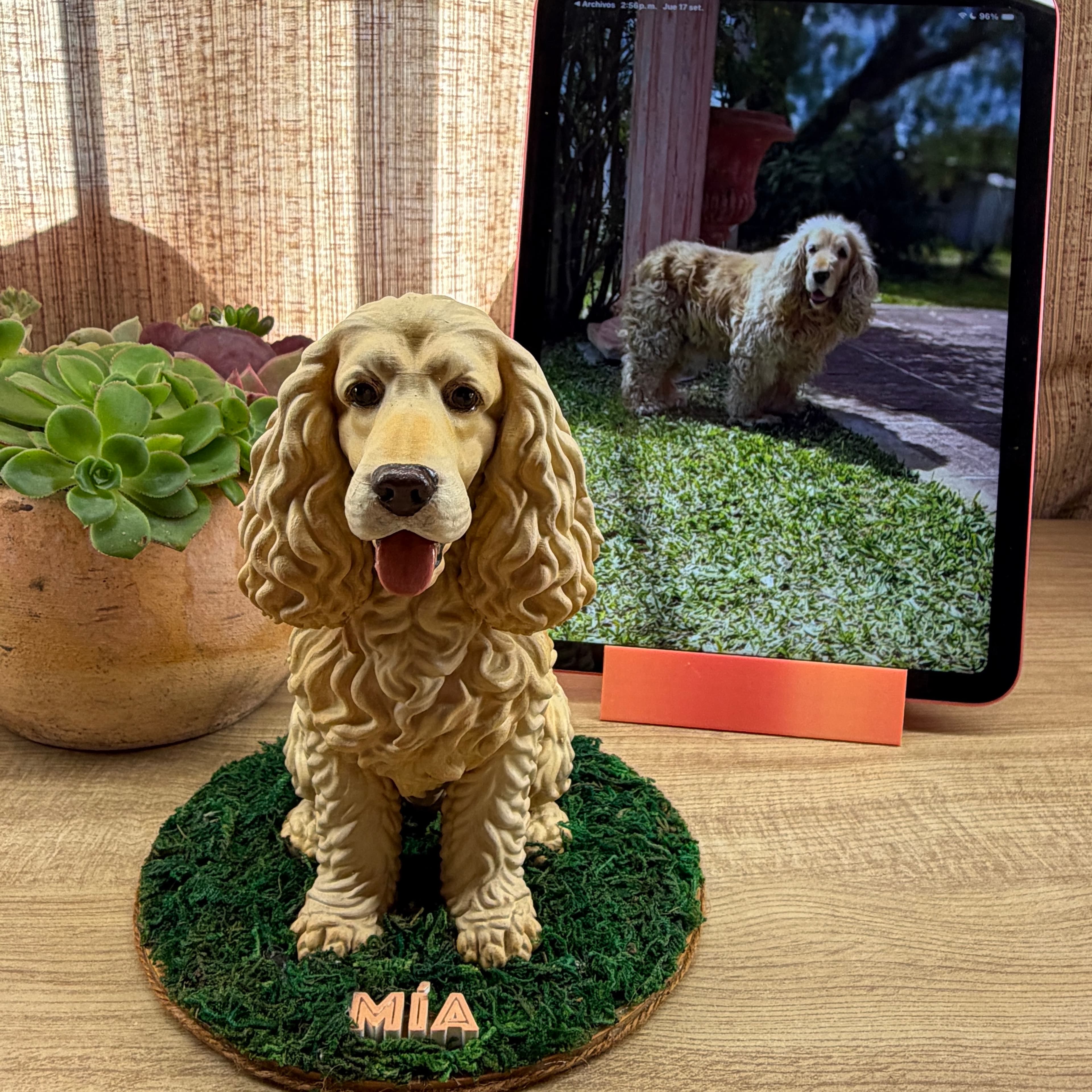 Figura 3D pintada a mano de Mía, Cocker spaniel